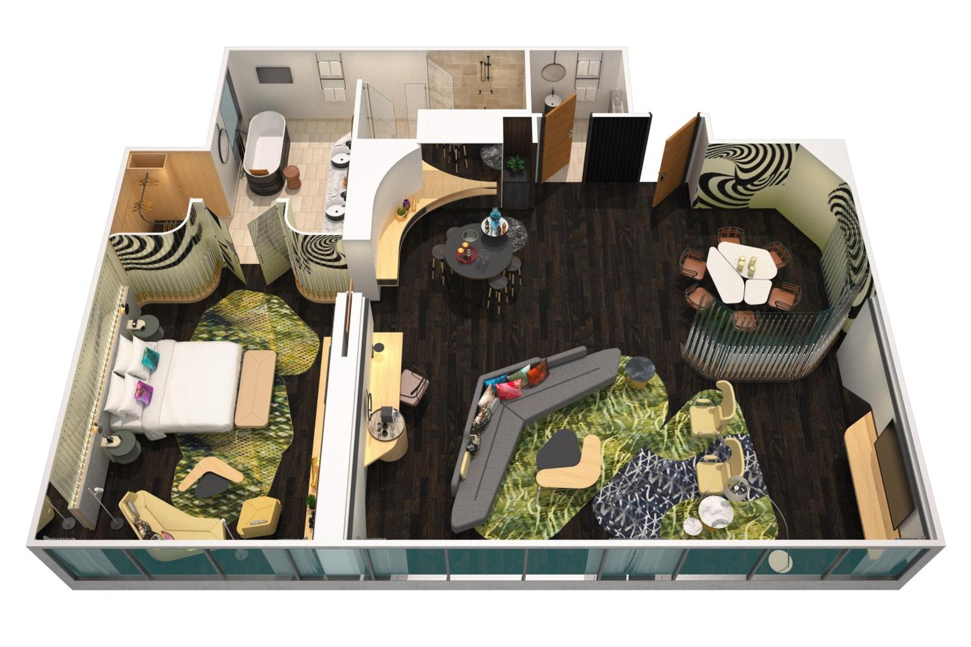 ดับเบิลยู บริสเบน Hotel ภายนอก รูปภาพ 3D floor plan of a suite
